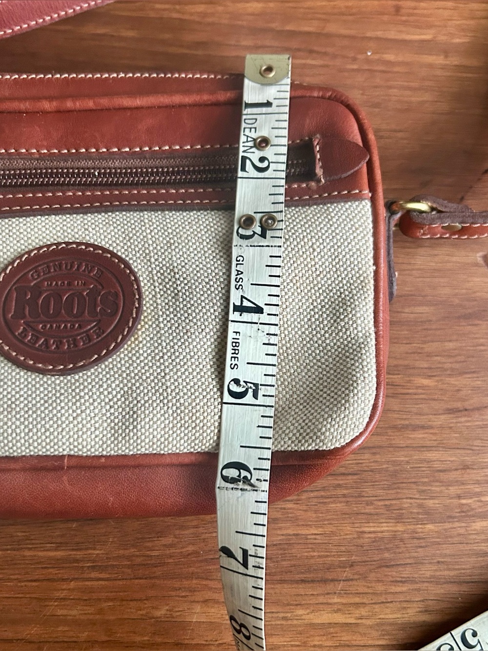 Vintage Roots Canada Genuine Leather & Canvas Crossbody Bag - Picture 12 of 13